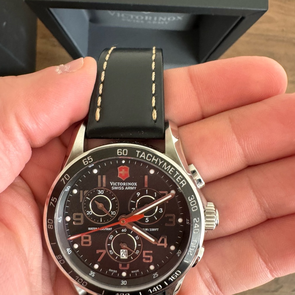 Victorinox Black and Silver Tachymeter Watch